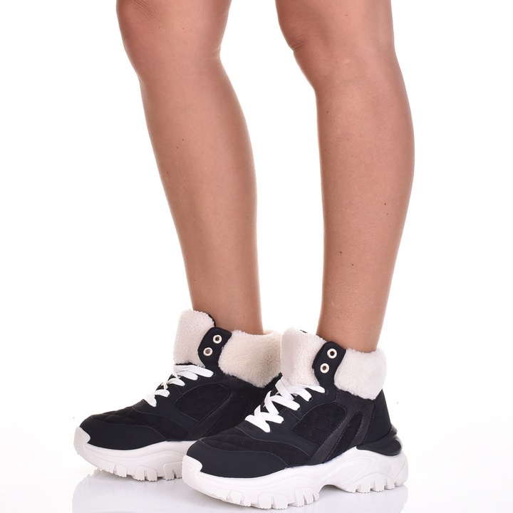 Ghete dama, Martinus, Piele ecologica/Textil, Negru, 36 EU