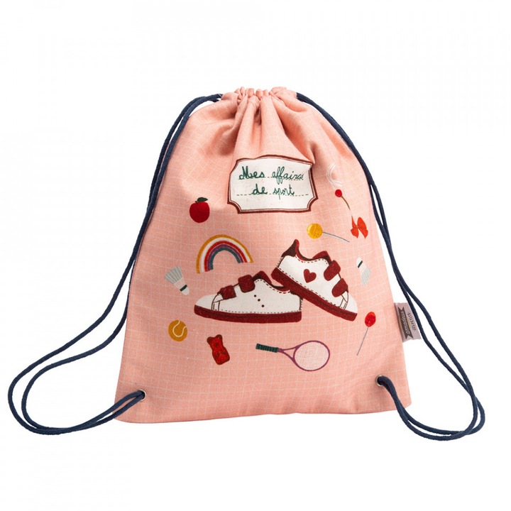 Rucsac tip sac multicolor din bumbac Lion Amadeus Les Petits