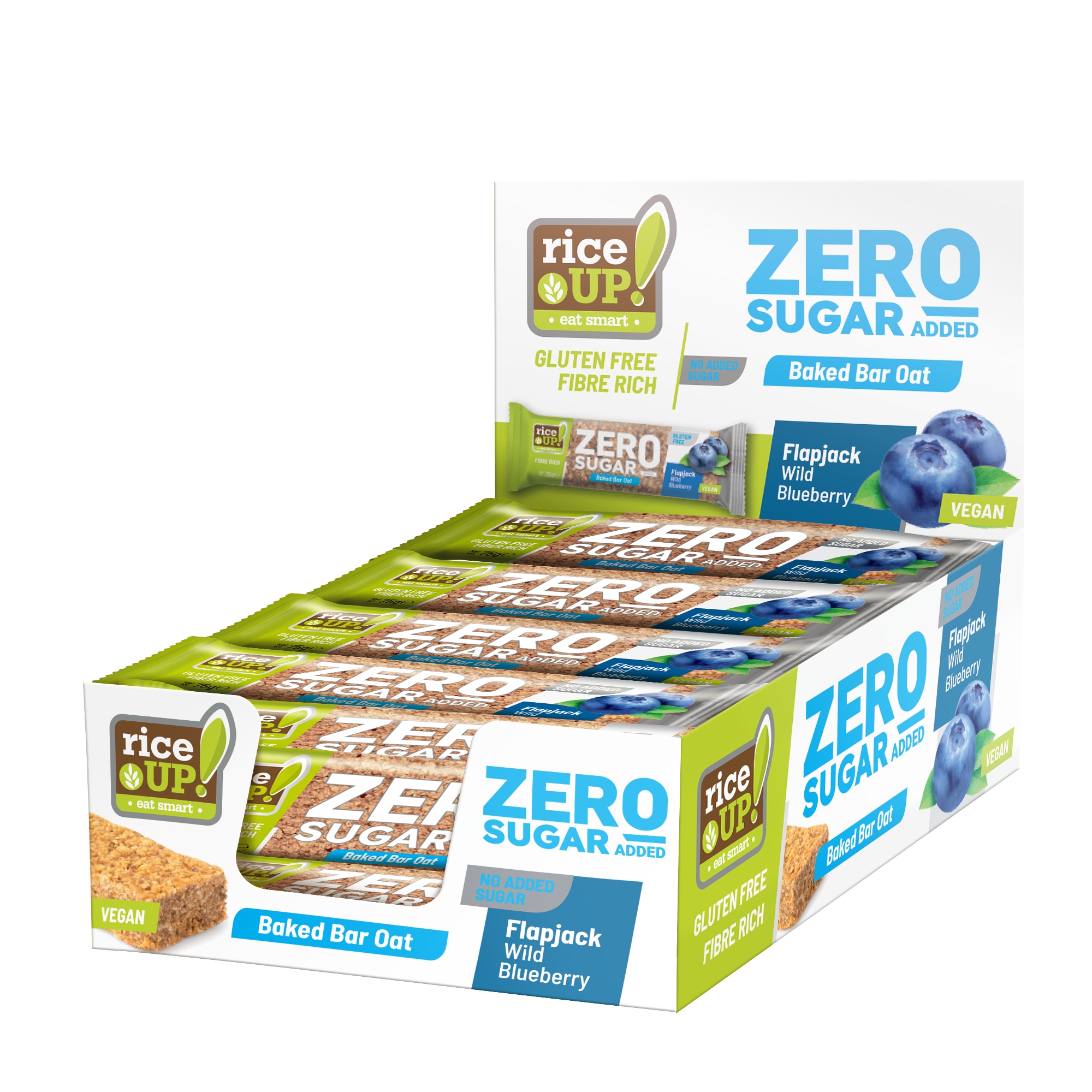 Baton Din Ovaz Fara gluten Cu Bucati Afine Salbatice Riceup, 70gx12