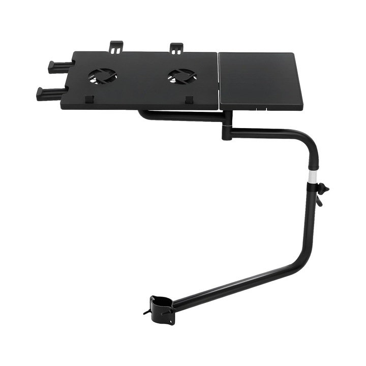Suport pentru laptop si mouse, inaltime ajustabila, racire cu doua ventilatoare, negru, 41x27.5cm, 42-60cm