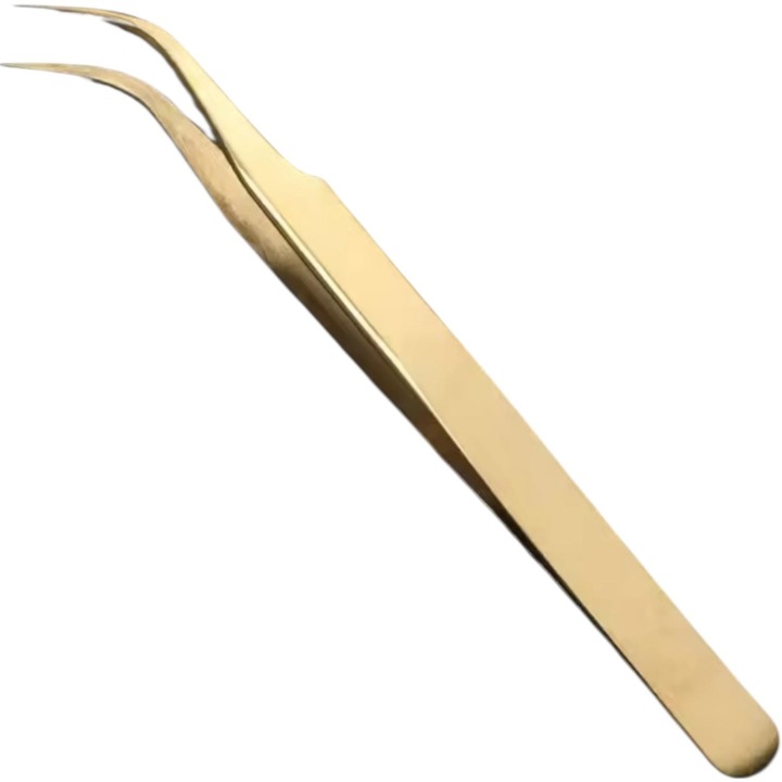 Penseta pentru aplicare gene false, din inox, aurie