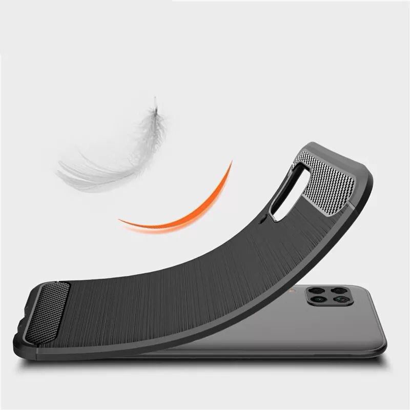 Husa pentru Huawei P40 Lite, SKYDDAR INNOVATION, Carbon Silicone, din Silicon Slim, cu textura Fibra Carbon, set cu sticker, Negru