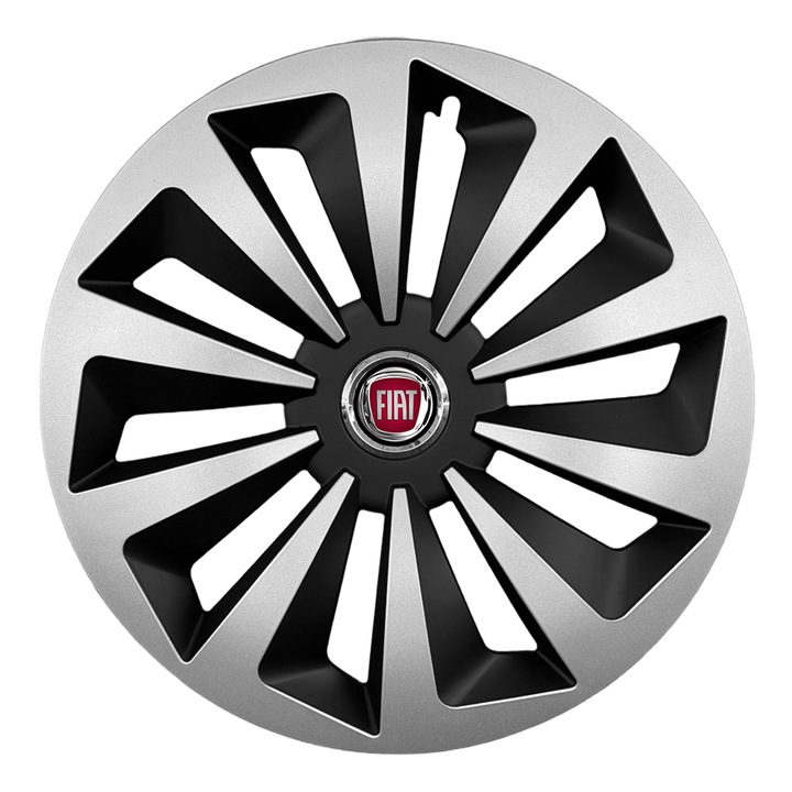 Комплект 4 Тасове за Колела AutoSSF ® R16, Подходящи за 16-инчови джанти, за FIAT, Модел FOX двуцветен