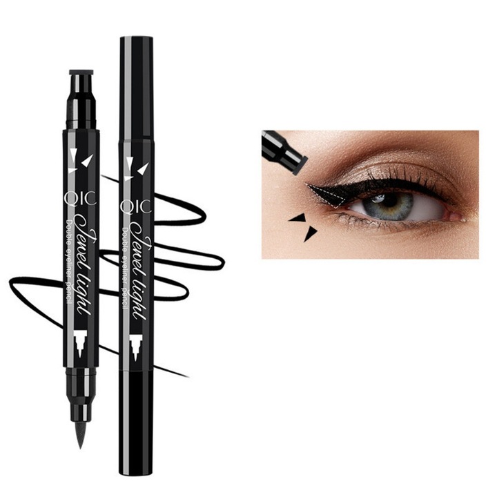 QIC kétvégű szemceruza, bélyegzővel, víz- és izzadásálló, háromszög alakú