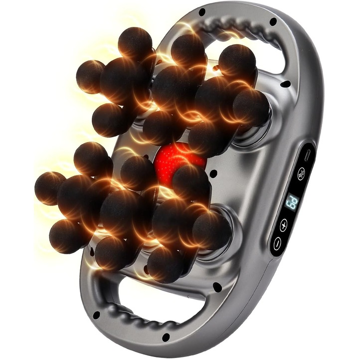 Masszázspisztoly, masszírozó készülék 22 fejjel lábakra, hátra, nyakra és vállra, állítható üzemmódokkal és intenzitásokkal, fascia pisztoly sportolóknak, születésnapi ajándékok férfiaknak, WALALLA, szürke