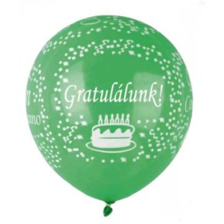 Latex lufi szett gratulálunk felirattal - vegyes, 30 cm × 6 db