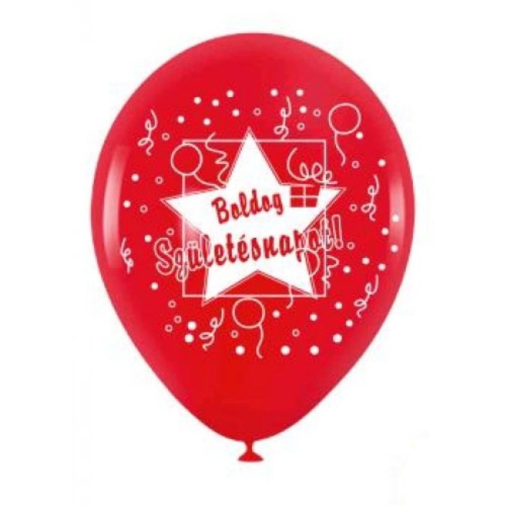 Latex születésnapi lufi szett Boldog születésnapot felirattal - vegyes, 30 cm × 6 db