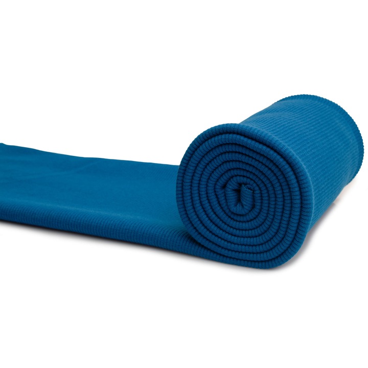 Tricot de bumbac cu nervuri, Culoare Albastru de albastrele, 100% Bumbac, Dimensiuni 50cm x 125cm