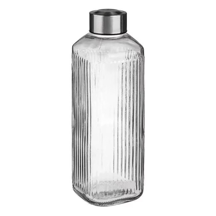 Прозрачна бутилка за вода с метален капак, модел Vertical Stripes, 1 литър