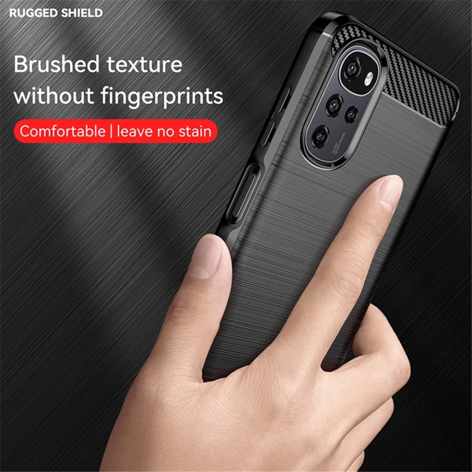 Husa pentru Motorola Moto G22, SKYDDAR INNOVATION, Carbon Silicone, din Silicon Slim, cu textura Fibra Carbon, set cu sticker, Negru