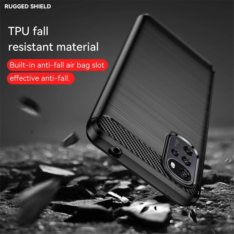 Husa pentru Motorola Moto G22, SKYDDAR INNOVATION, Carbon Silicone, din Silicon Slim, cu textura Fibra Carbon, set cu sticker, Negru