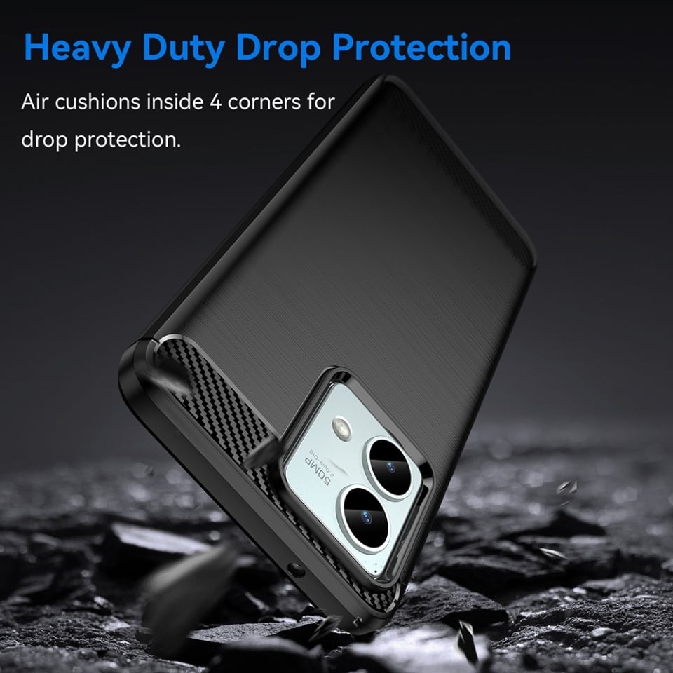 Husa pentru Motorola Moto G84, SKYDDAR INNOVATION, Carbon Silicone, din Silicon Slim, cu textura Fibra Carbon, set cu sticker, Negru