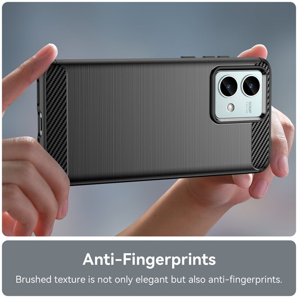 Husa pentru Motorola Moto G84, SKYDDAR INNOVATION, Carbon Silicone, din Silicon Slim, cu textura Fibra Carbon, set cu sticker, Negru