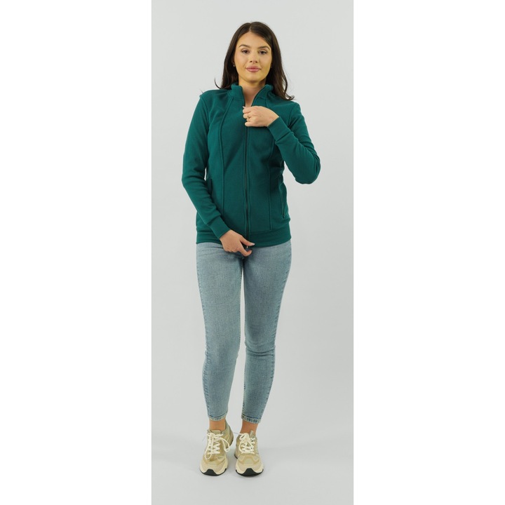 Jacheta de dama, Calipso, culoare verde inchis, fara gluga, marime S