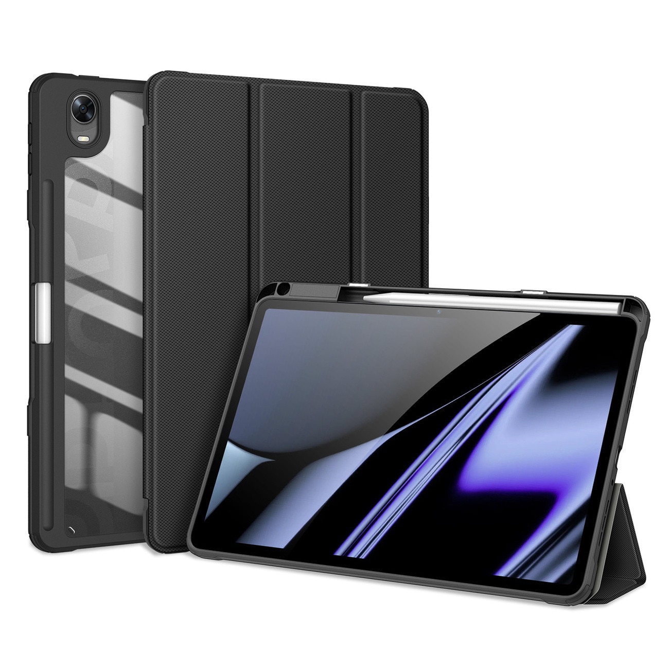 Husa tableta Dux Ducis Toby pancerne cu clapa Smart Case, suport pentru stylus, neagra, set