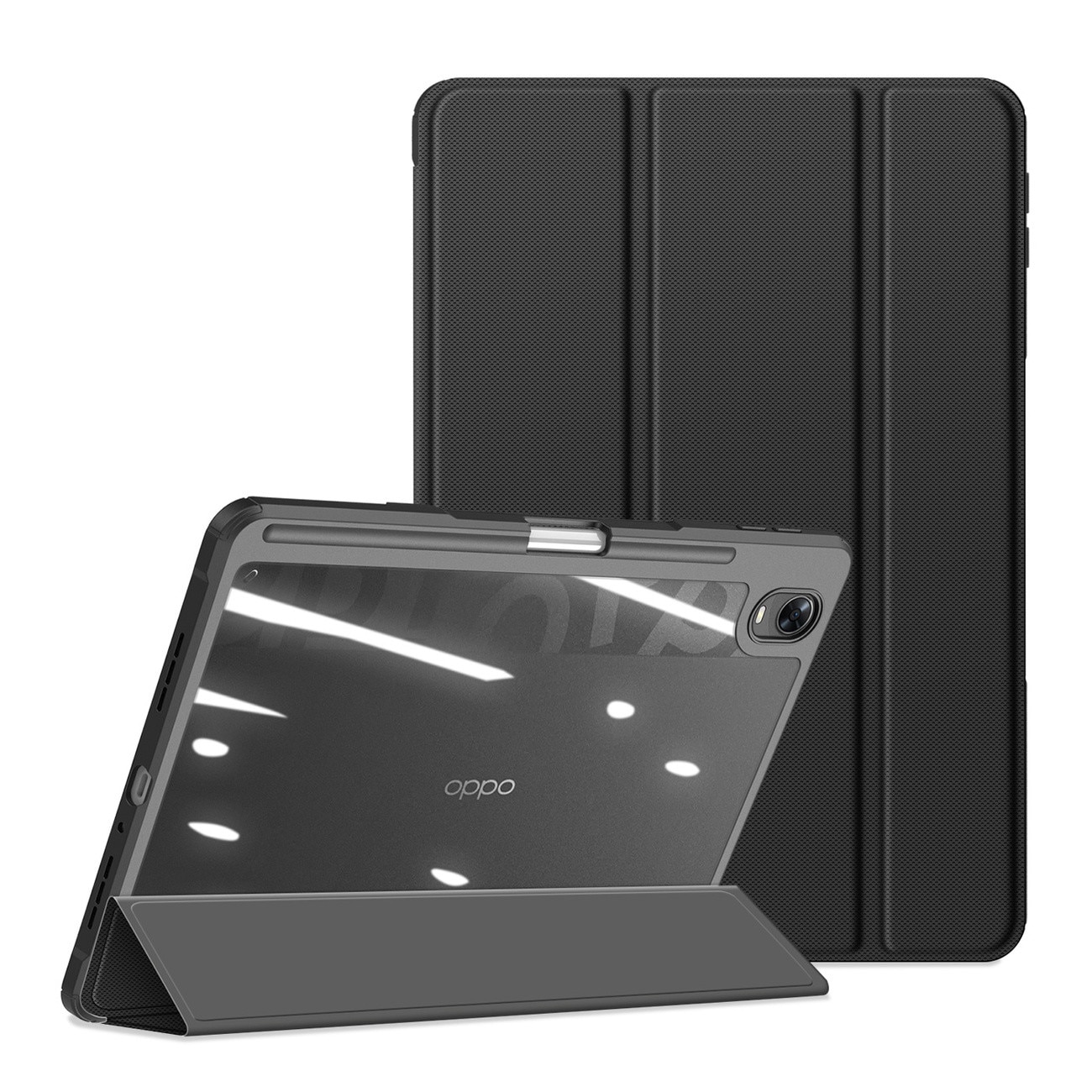 Husa tableta Dux Ducis Toby pancerne cu clapa Smart Case, suport pentru stylus, neagra, set