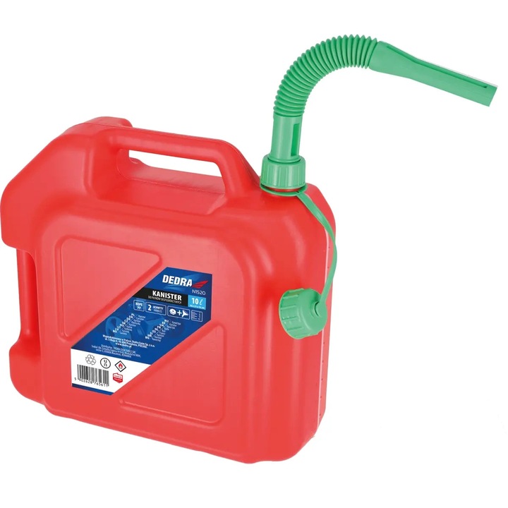 Canistru cu palnie 10l, canistru pentru combustibil, DEDRA N1520