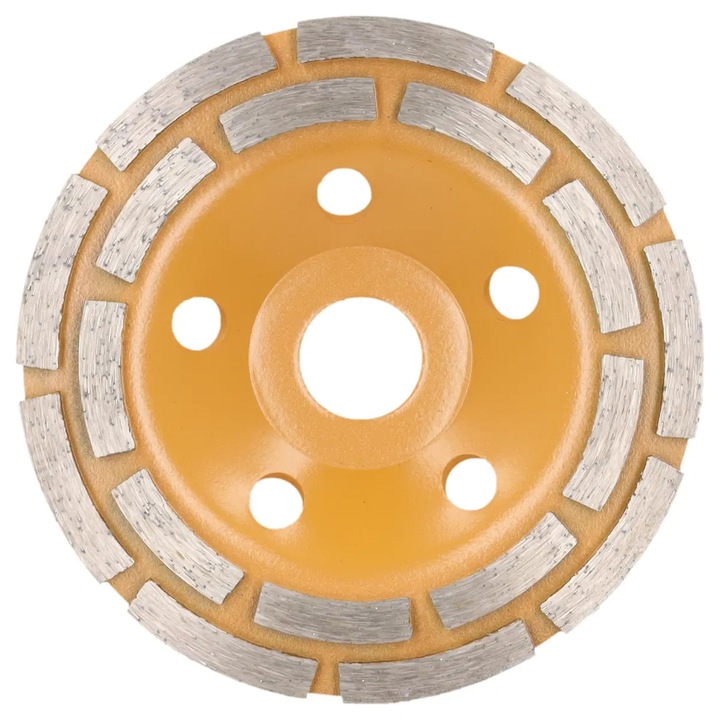 Disc Diamantat Profesional DEDRA HP040 Segment Dublu pentru Slefuire si Polizare Intensiva Beton, Zidarie, Piatra, Granit, Diametru 115mm, Alezaj 22.2mm, Ultra-rezistent, Eficienta Maxima in Constructii si Renovari, Durabilitate DINAMIC