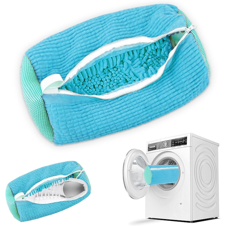Sac pentru spalarea pantofilor, universal, albastru, 39x19x19cm, kit suprapunere