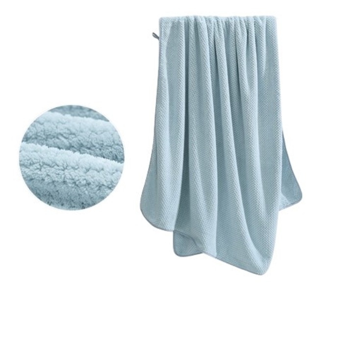 1 bucata mare prosop de baie din microfibra, foaie de baie super absorbenta si uscatoare rapida, prosop de baie pentru dus, inot, sauna, spa etc. 90 × 170 cm albastru