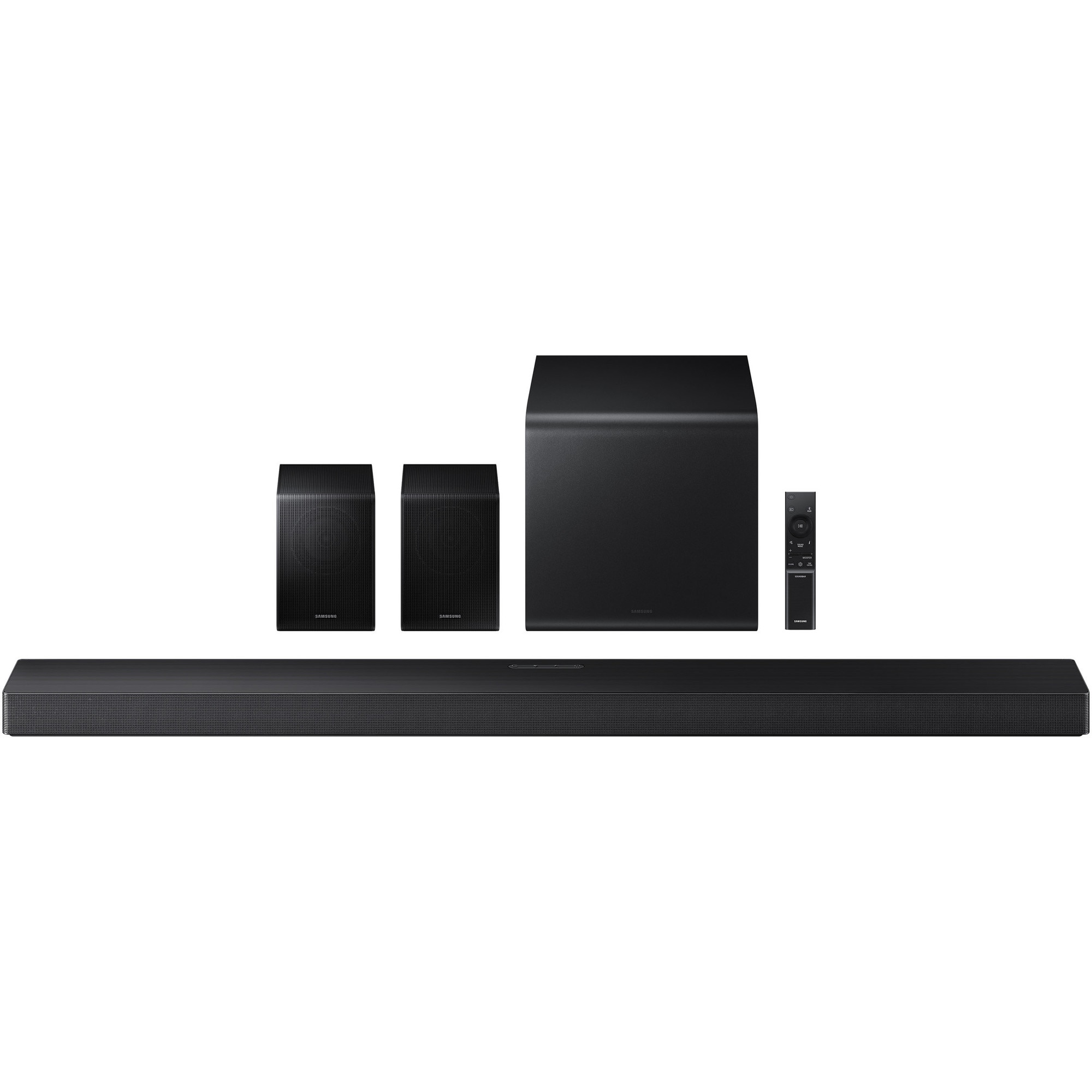 Soundbar Samsung HW-QS750F, 5.1.2, 465W, Bluetooth, Wi-Fi, Subwoofer & Kit wireless, Wireless Dolby Atmos, HDMI eARC, Negru