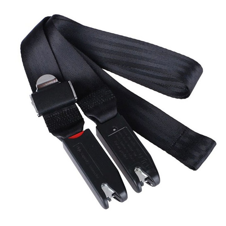 Curea auto pentru scaun copil cu conexiune Isofix, Momcbebe, curea de fixare moale, 165 cm, neagra