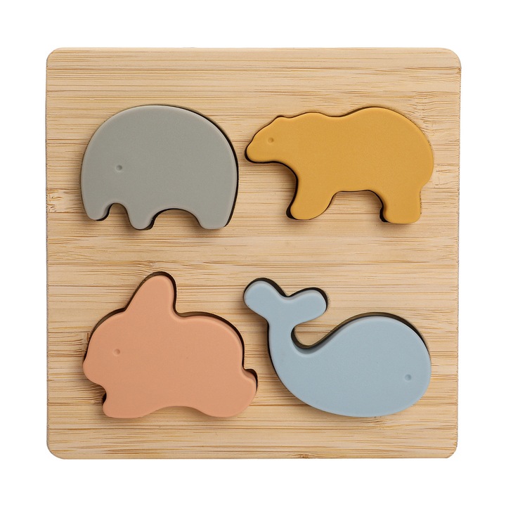 Образователен пъзел за деца, Momcbebe, комплект от 4 части, силикон, многоцветен, 14x14x0.9см