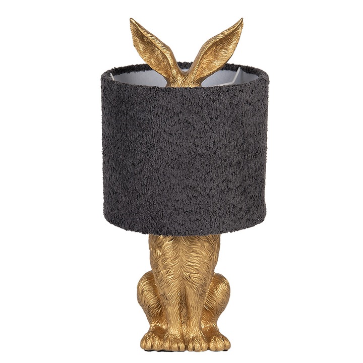 Veioza polirasina aurie textil gri Ø 20x43 cm E27