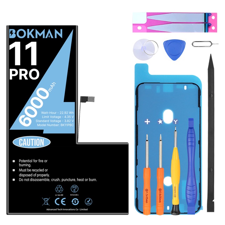 Baterie De Schimb Pentru iPhone 11 Pro, bokman, Capacitate Mare, 6000 mAh