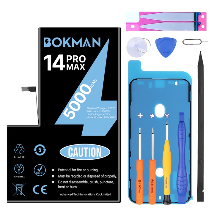 Baterie De Schimb Pentru iPhone 14 Pro Max, bokman, Capacitate Mare, 5000 mAh