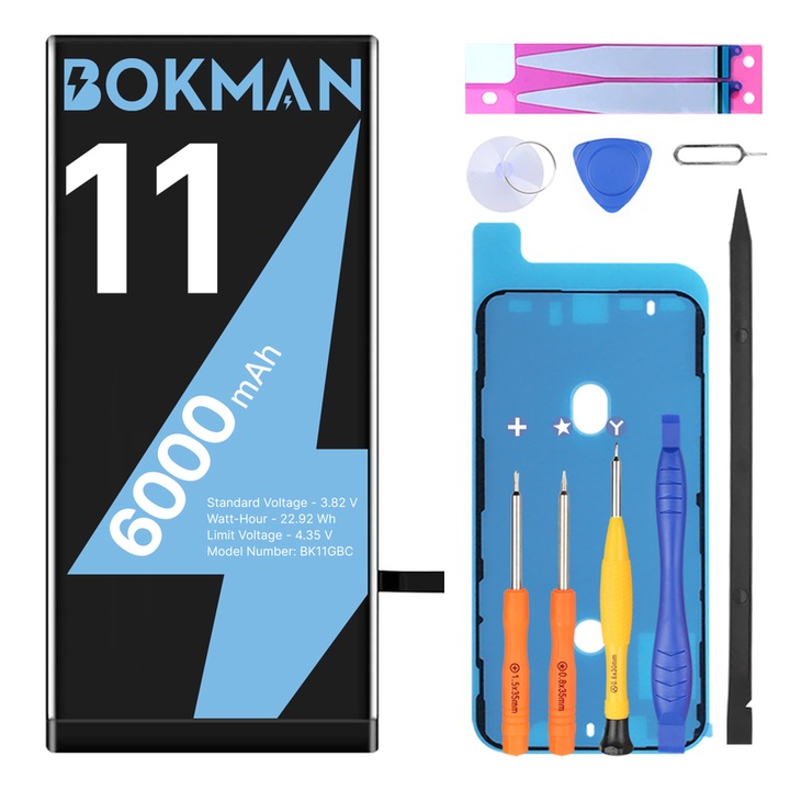 Baterie de schimb pentru iPhone 11, bokman, capacitate mare, 6000mAh