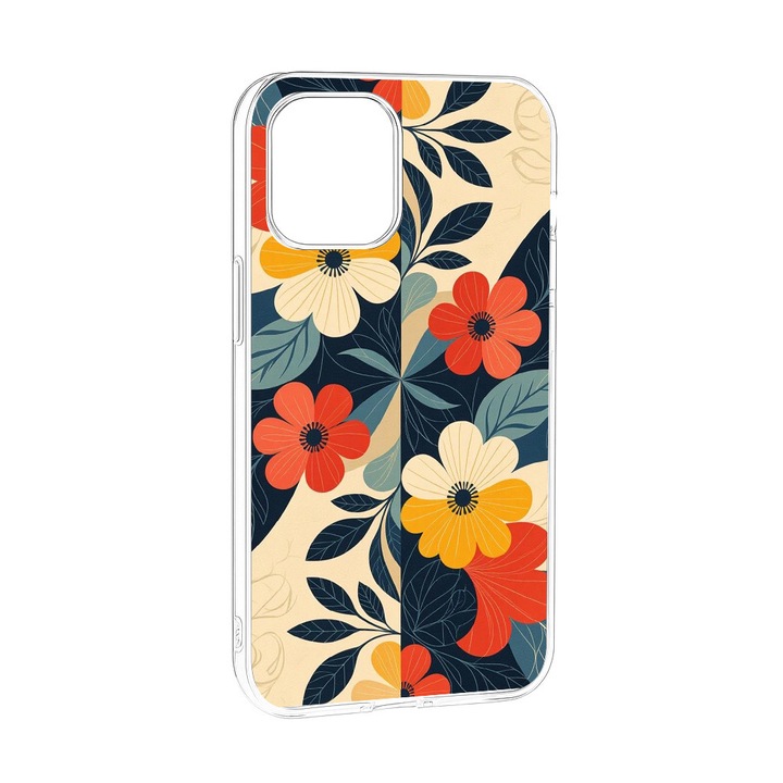 Virág mintás telefontok – Design 6 – kompatibilis iPhone 11 / 12 / 13 / 14 / 15 / 16, Mini, Pro, Pro Max készülékekkel