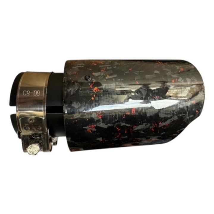 Накрайник за ауспух idealSTORE Червен кован карбон вход 63мм, Неръждаема стомана