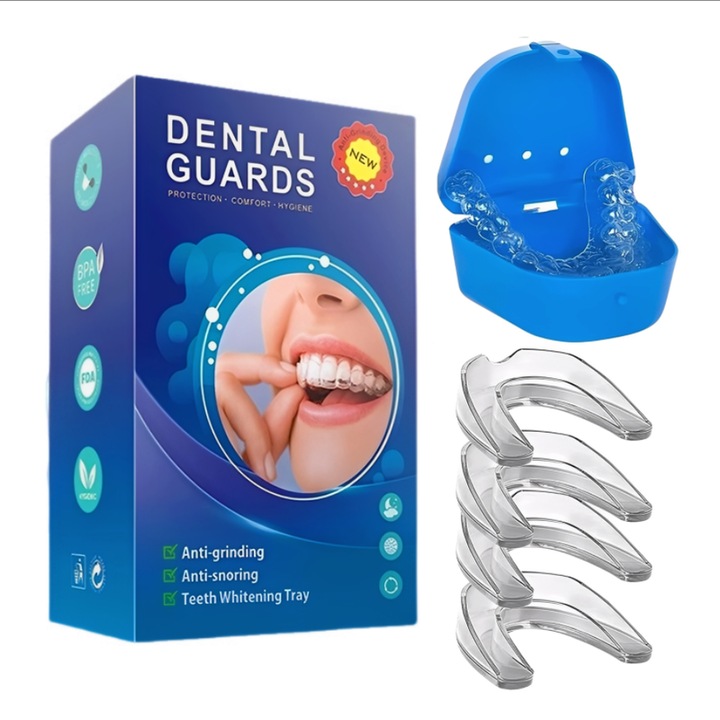 Set 4 bucati proteze dentare TREXORA, transparente, doua dimensiuni, EVA