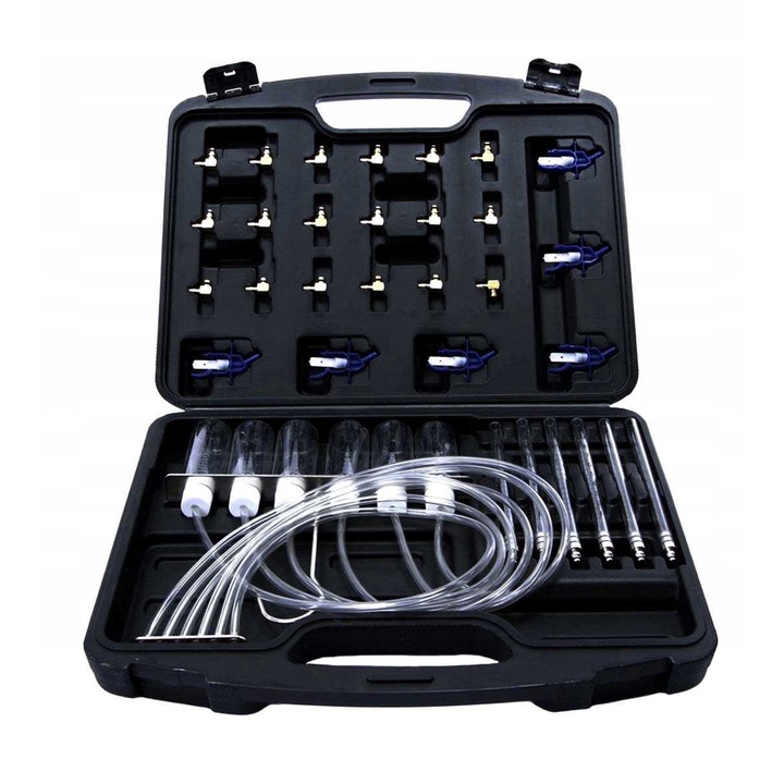 Tester de injectie common rail, MAR-POL, set pentru 6 cilindri, 6 adaptoare, presiune inalta 0-500psi, presiune joasa 0-120psi