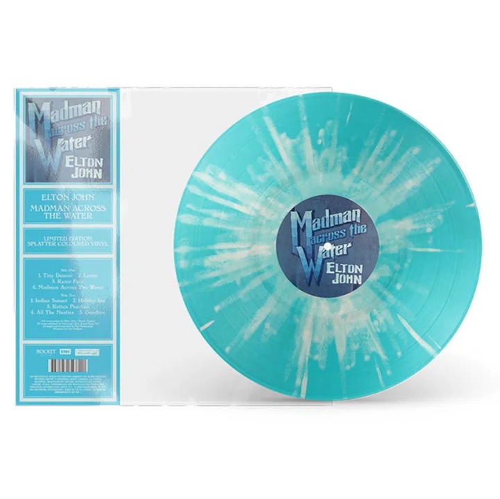 Album vinyl John Elton, Madman Across The Water, editie limitata, vinyl colorat albastru deschis cu efect de stropi, LP