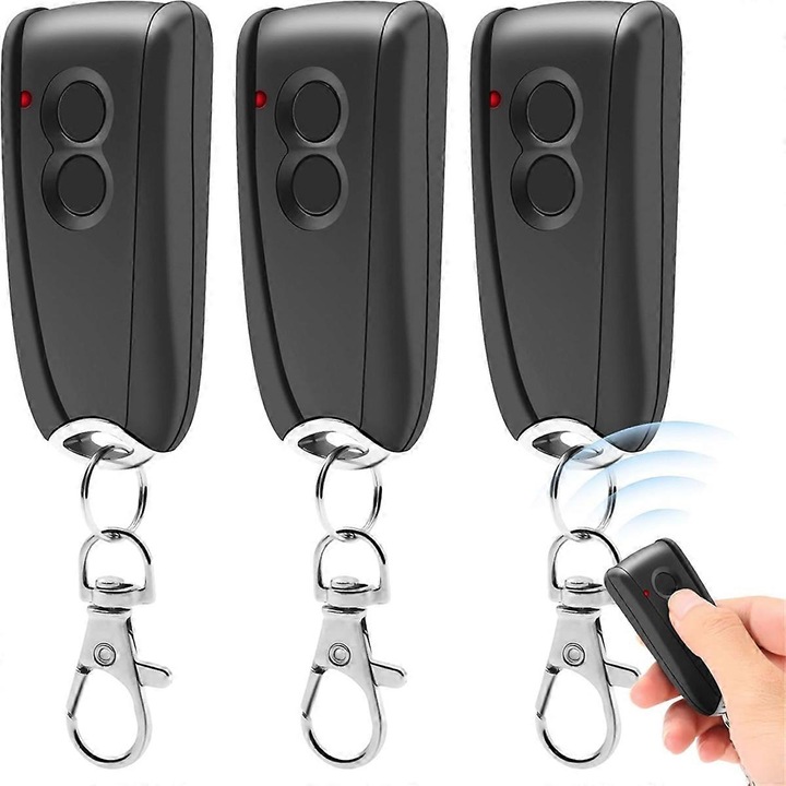 Set 3 telecomenzi pentru usi de garaj, RSC2-433, RSE2-433, RSZ1-433, negru, plastic