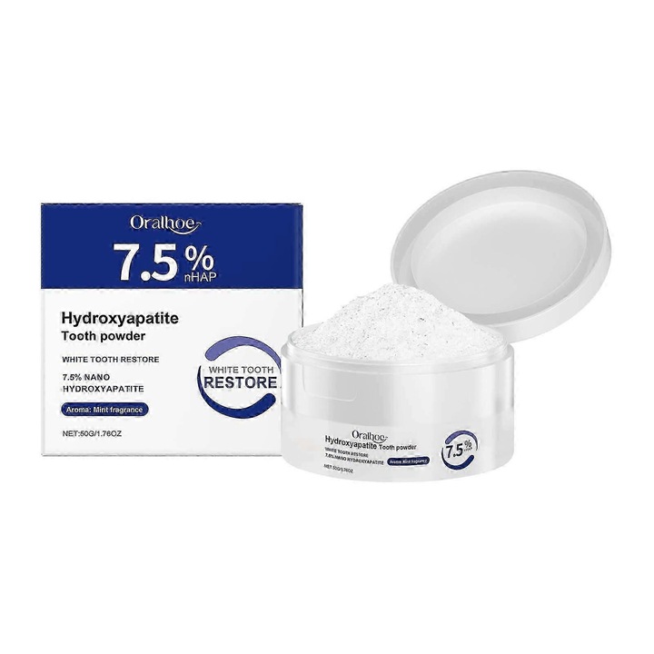 Пудра за зъби Хидроксиапатит, Оралхо, защита за емайл, без флуор, комплект 3 броя