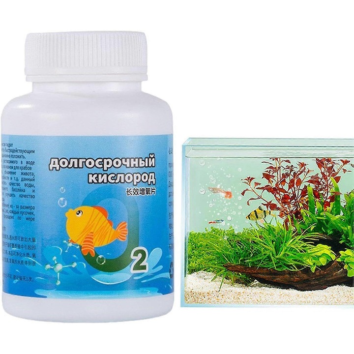 Tablete oxigen pentru acvarii, 120 tablete, imbunatatirea claritatii apei, dezvoltarea pestilor, set