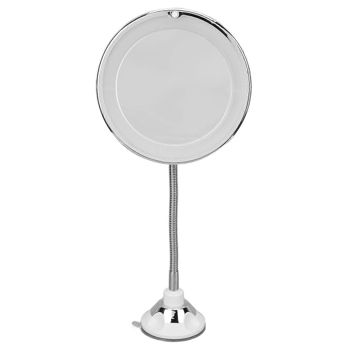 Увеличително огледало 10Х с LED, Стойка с вендуза, Гъвкаво рамо, 38x17x8.2см