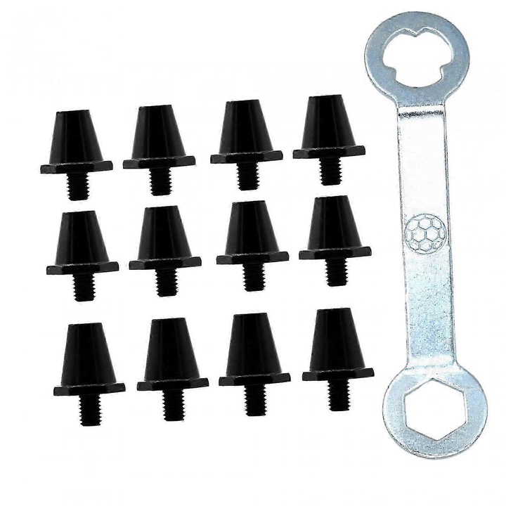 Set 12 piese cuie fotbal, 8 cuie 11mm, 4 cuie 13mm, aluminiu, rezistente, pentru ghete fotbal