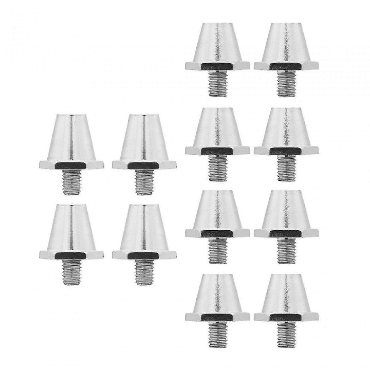 Set 12 piese crampoane fotbal, 8 cuie 11mm, 4 cuie 13mm, aluminiu, rezistente, argintii