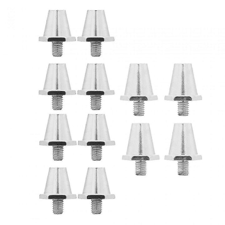 Set 12 piese crampoane fotbal, 8 cuie 11mm, 4 cuie 13mm, aluminiu, rezistente, argintii