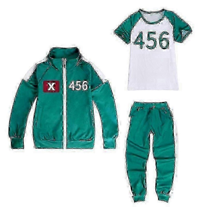 Комплект пълен костюм Squid Game, 3 части, яке, риза с къс ръкав, панталони, многоцветен, 45x60см