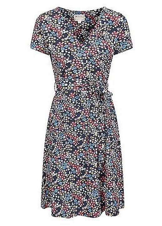 Santorini strandruha, virágmintás, 95% pamut, 5% elasztán, indigókék, 6-os méret (UK)