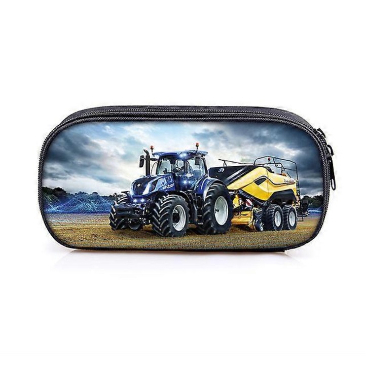 Несесер за моливи с принт на трактор, детски комплект, многоцветен, 22x10x5см