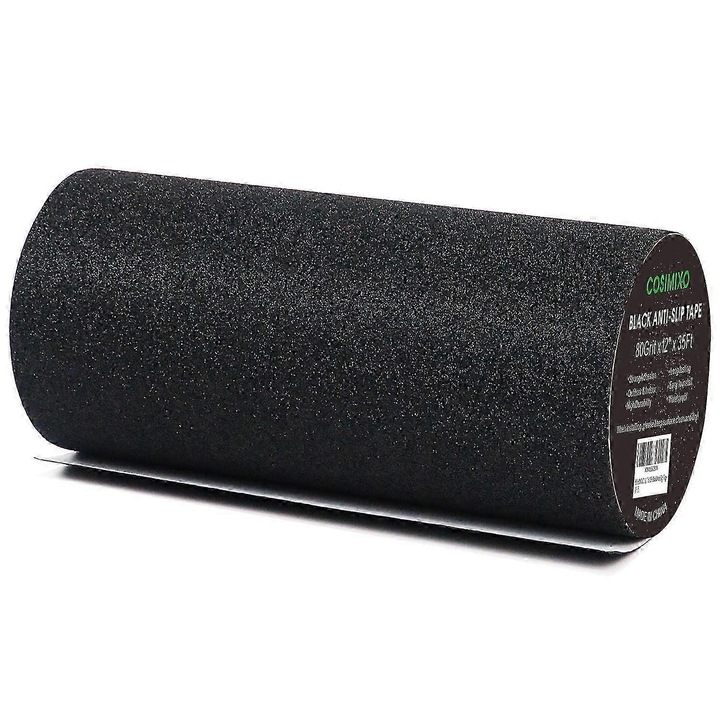 Banda antiderapanta profesionala, 12' x 35Ft, 80 grit, rezistenta la apa, neagra