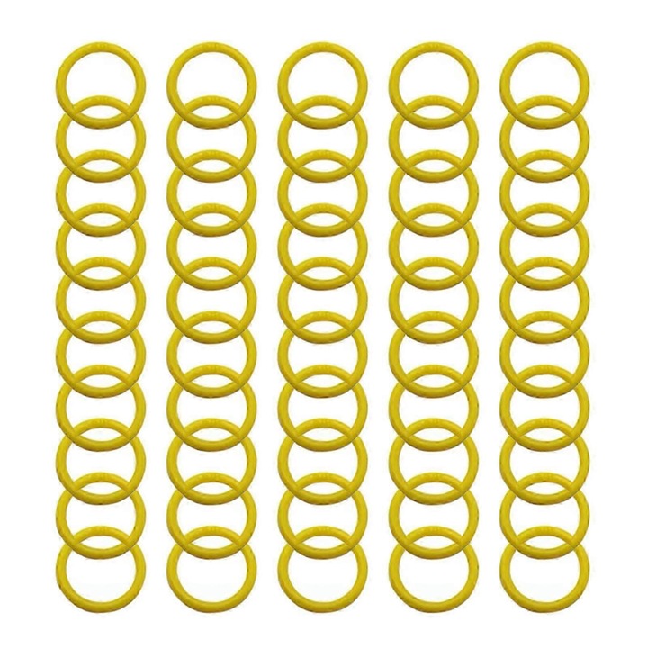 Set 50 inele de legat, plastic, 20mm, galben