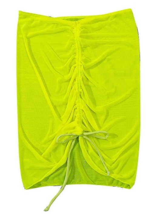 Átlátszó strandszoknya, neonsárga, XL