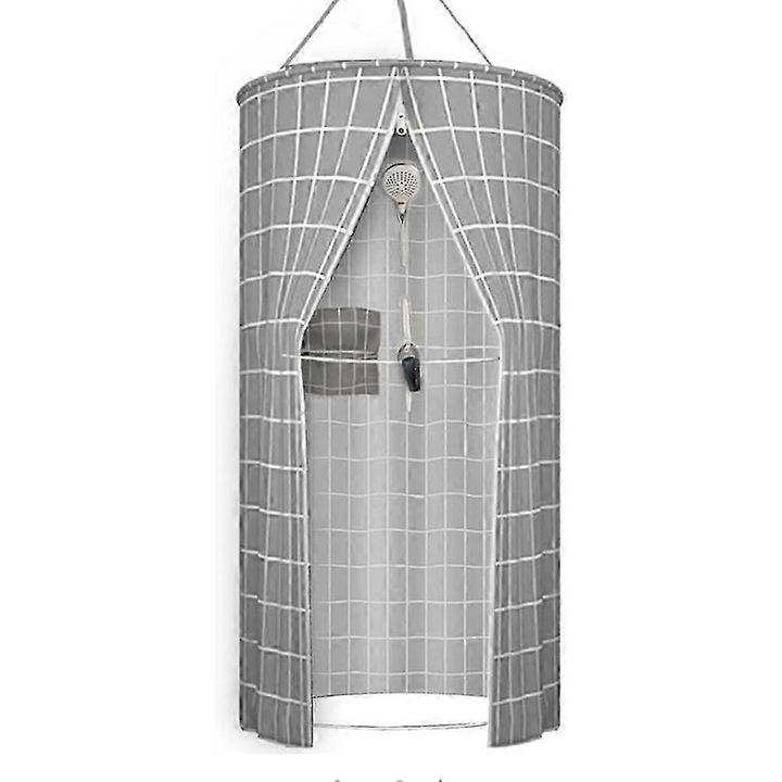 Cort de dus impermeabil, polyester, cu greutate la margine, set cu suport